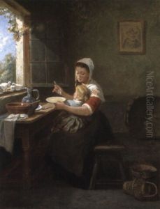 Moeder En Kind In Een Interieur by Frans De Beul