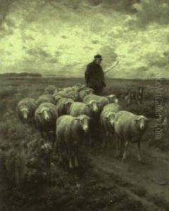 Shepherd In A Landscape by Frans De Beul