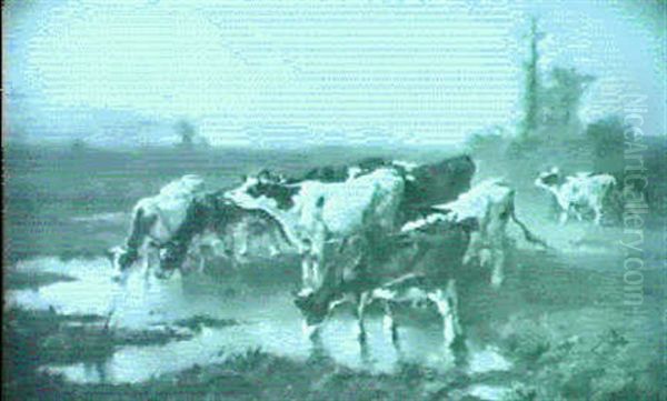 Cattle Watering On Heathland - view 1