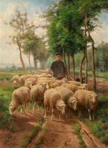 Shepherd And His Sheep by Franz De Beul