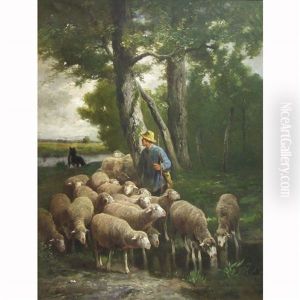 A Shepherd Watering His Flock by Franz De Beul