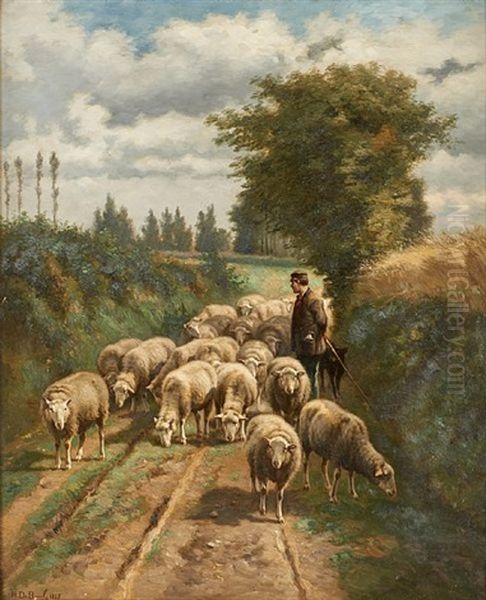La Conduite Du Troupeau De Moutons Dans Le Chemin Creux - view 1