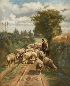 La Conduite Du Troupeau De Moutons Dans Le Chemin Creux by Henri De Beul