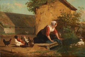 La Fermiere Decouvrant La Nichee De Canards by Henri De Beul