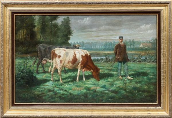 Normandy Landscape With Cows & Man - view 1