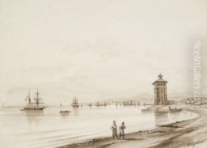 Blick In Eine Meeresbucht Mit Zahlreichen Segelschiffen (feodosia?) by Ivan Konstantinovich Aivazovsky