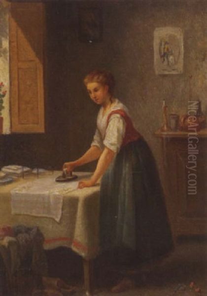 Interior Scene With An Ironing Woman - view 1