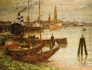 Le Port D'anvers by Alphonse van Beurden Sr.