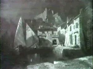 Hafen Von Muggia Bei Triest Mit Schloss Picano by Wilhelm Beurlin