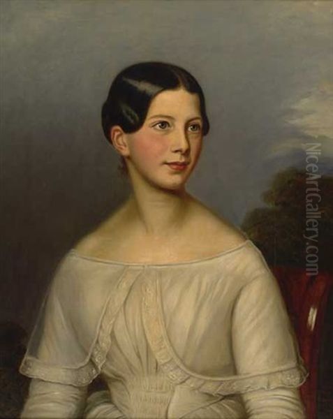 Portrat Einer Sitzenden, Dunkelhaarigen Jungen Dame (after Conrad Hitz) - view 1