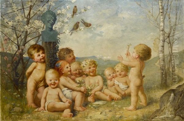 Spielende Putti Vor Einer Faunsbuste - view 1