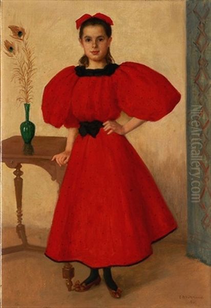 Madchen In Rotem Kleid - view 1