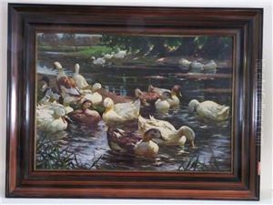 Enten Am Gewasserufer by Alfred Beyer
