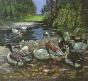 Enten Am Teich by Alfred Beyer
