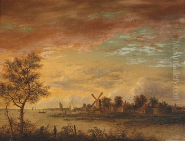 An Extensive River Landscape With A Windmill - view 1