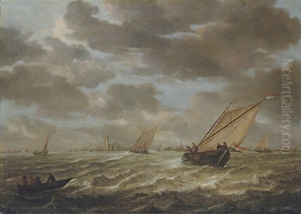 Shipping On The Maas, With A View Of Rotterdam Beyond - view 1