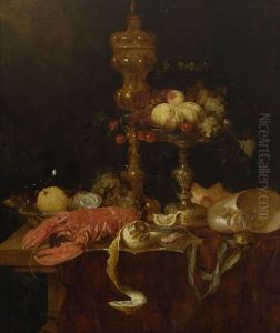 Prunkstillleben Mit Buckelpokal Und Hummer