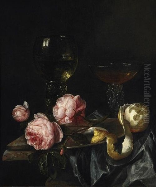 Stilleben Mit Rosen Und Weinpokal - view 1