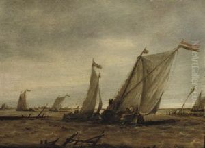 Fishing Boats In Choppy Waters by Abraham van Beyeren