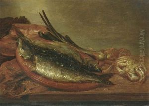 Stilleben Mit Fischen, Fluskrebsen Und Lauchgemuse by Abraham van Beyeren