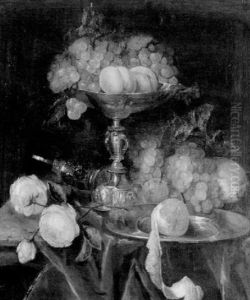 Blumen- Und Fruchtstilleben Mit Silberpokal