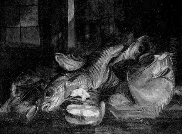 A Kitchen Still Life With Fish On A Table - view 1