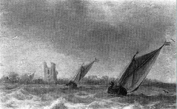 Navires Hollandais Au Bord Du Rivage - view 1