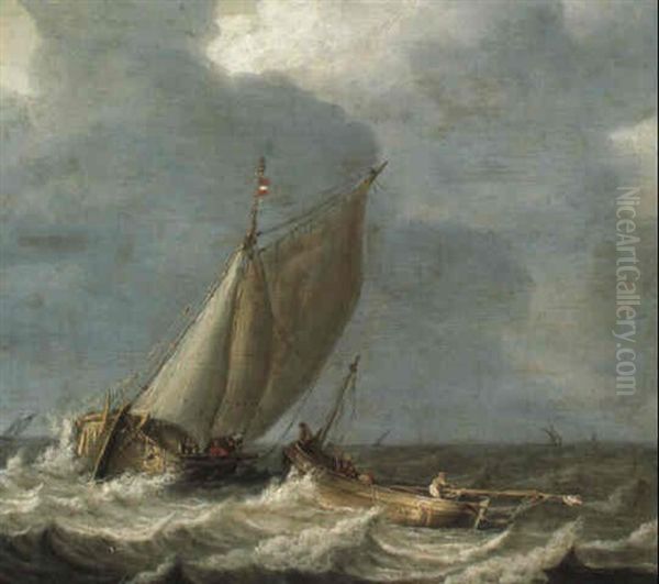 Marine A La Barque Revenant Vers Un Navire De Peche - view 1