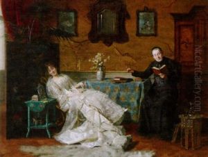 Die Tugendermahnung - Geistlicher Liest Einer Jungen Dame Vor by Hermann Beyfus