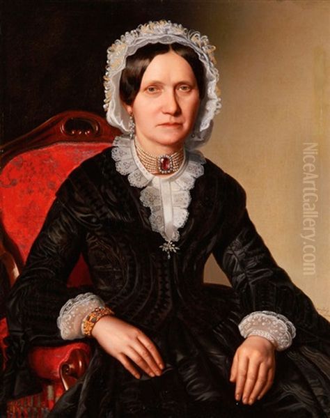 Portrait Of A Woman With Lace Dress And Ornate Jewelry - view 1