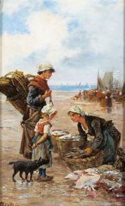 Fischverkauferin Am Strand
