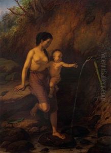 Mere Et Enfant A La Source (mother And Child At The Source) by Jan Daniel Beynon