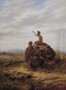 Indonesian Landscape With Young Cowherds by Jan Daniel Beynon