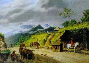 Landstrasse In Javanischer Gebirgslandschaft by Jan Daniel Beynon