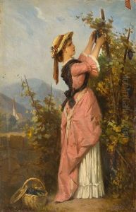 Junge Frau Beim Weitrauben Pflucken by Robert Julius Beyschlag