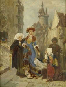 Die Almosenspende (eine Edeldame Reicht Einer Bedurftigen Mutter Ein Almosen)
