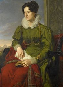 Portrait Of A British Cavalry Officer, Seated, In Military Attire Wearing A Waterloo Medal (+ Portrait Of His Wife, Seated, Wearing A Green Dress...; Pair) Portrait Of A British Cavalry Officer, Seated, In Military Attire Wearing A Waterloo Medal (+ Portrait Of His Wife, Seated, Wearing A Green Dress...; Pair)