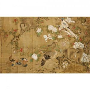 A Chinese Painting Of Wildlife And Flowers A Chinese Painting Of Wildlife And Flowers