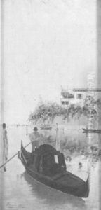Gondel In Einer Lagune Vor Venedig