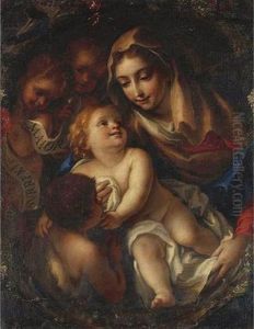 The Madonna And Child With The Infant Saint John The Baptist And Two Putti by Federico Bianchi