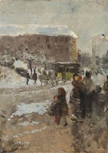 Il Carrobbio Sotto La Neve by Mose Bianchi