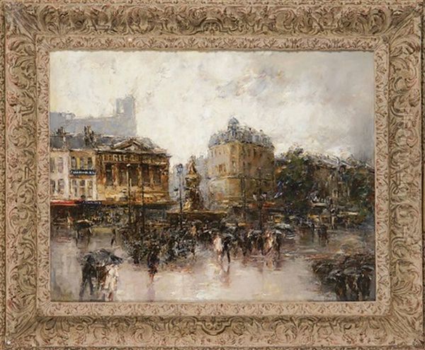 Der Place De Clichy In Paris Bei Regen - view 1