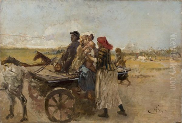 Ritorno Dai Campi (figura Femminile In Abiti Eleganti Che Esce Da Un Sipario (bozzetto), Verso) - view 1