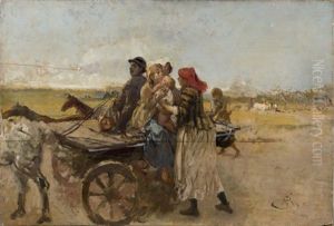 Ritorno Dai Campi (figura Femminile In Abiti Eleganti Che Esce Da Un Sipario (bozzetto), Verso)