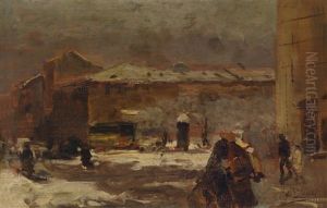 Winterliche Strasenszene by Mose Bianchi