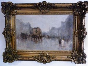 Scene De Boulevard A Paris by Mose Bianchi