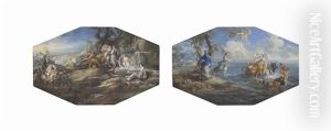 Diana And Actaeon; And The Rape Of Europa by Pietro (il Creatura) Bianchi