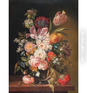 Stillleben Mit Blumen, Schnecke Und Schmetterling