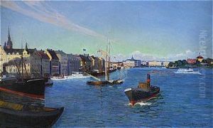 Utsikt Fran Katarinavagen Mot Skeppsbron - Stockholm Utsikt Fran Katarinavagen Mot Skeppsbron - Stockholm