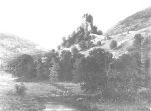 Bergige Landschaft Mit Burganlage by Luigi Bianconi